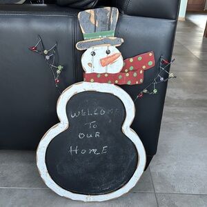 Distressed Snowman Chalkboard Sign